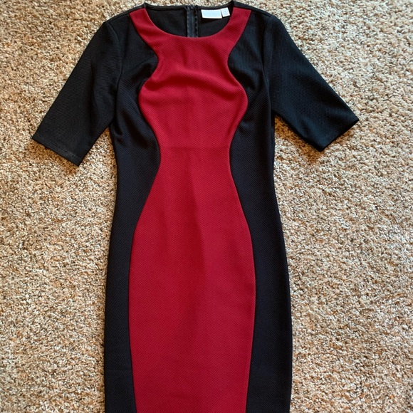 Deep red and black silhouette dress, near maroon - Picture 1 of 3